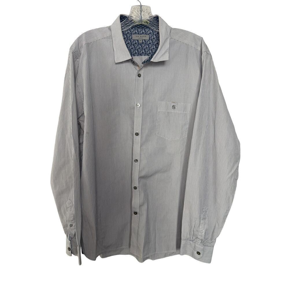 Ted Baker White and Blue Pinstriped Long Sleeve Shirt Size 6